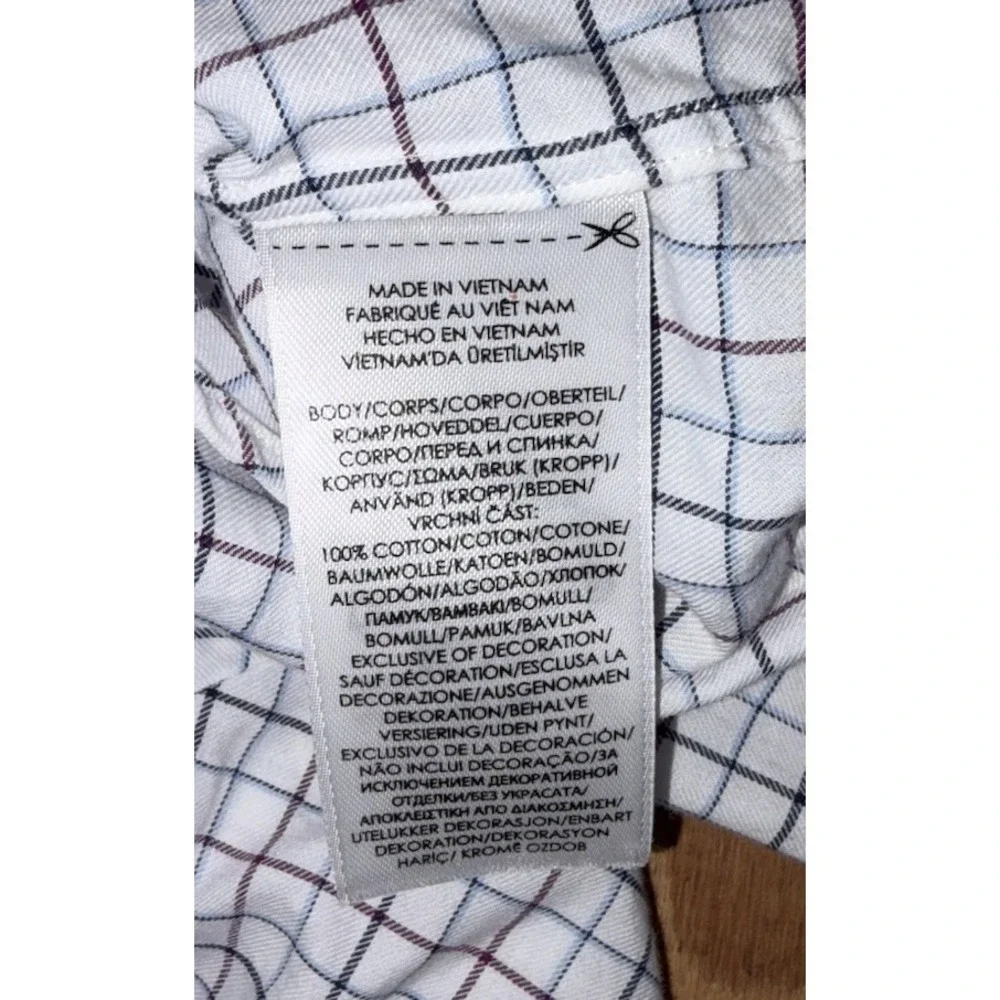 Polo Ralph Lauren Men's Long Sleeve‎ White Grid Check Button Down XL 100% Cotton